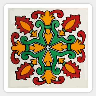 Abstract leaves mexican folk art talavera tile Sticker